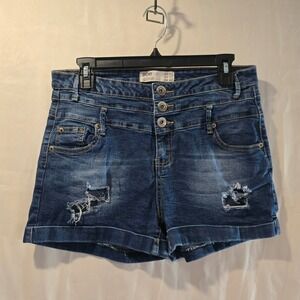 Cotton On Denim Shorts Distressed Ripped High Rise Button Fly Blue Women's 10